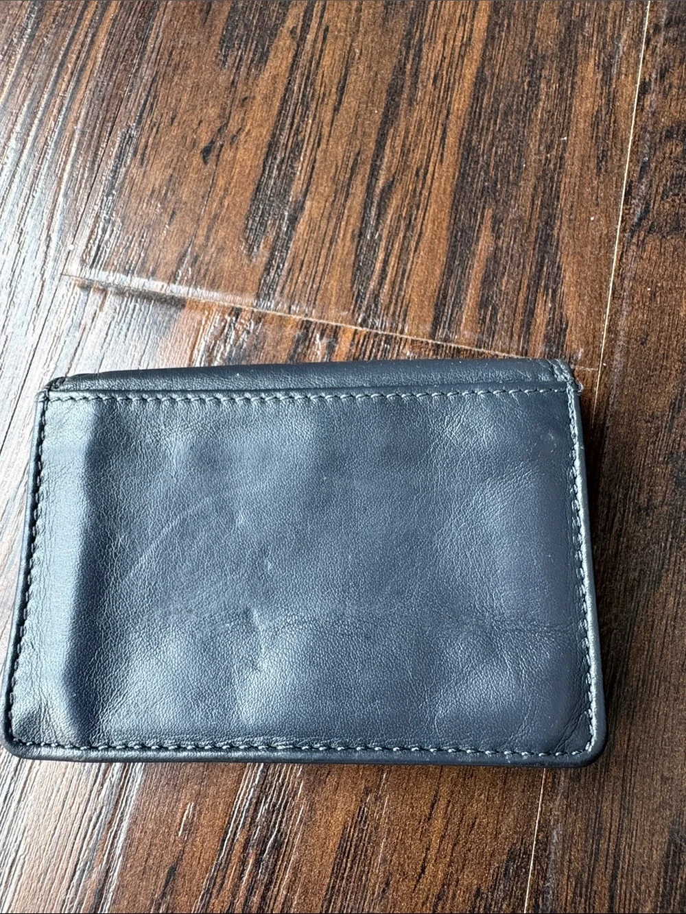 Brown Bear Navy Leather Key & Card Holder with Silver Bear Emblem